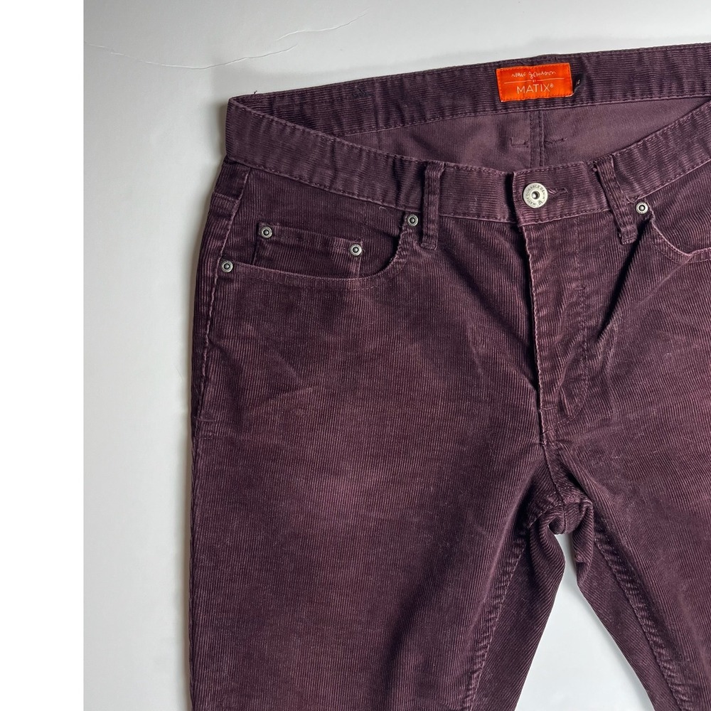 Matix Marc Johnson Mens Corduroy Pants Size 34 Purple Plum Straight Leg Skate
